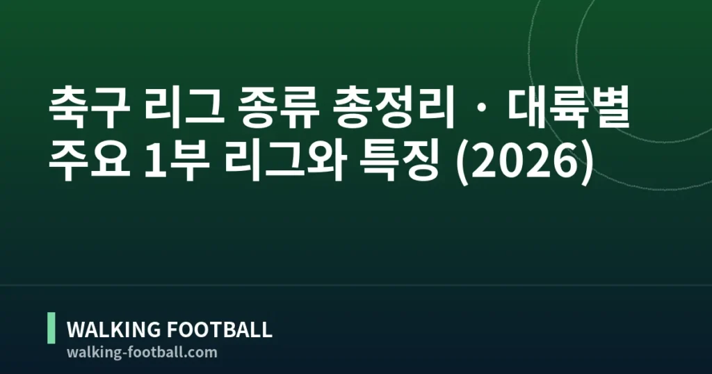 축구 리그 종류 총정리 · 대륙별 주요 1부 리그와 특징 (2026) 안내 이미지